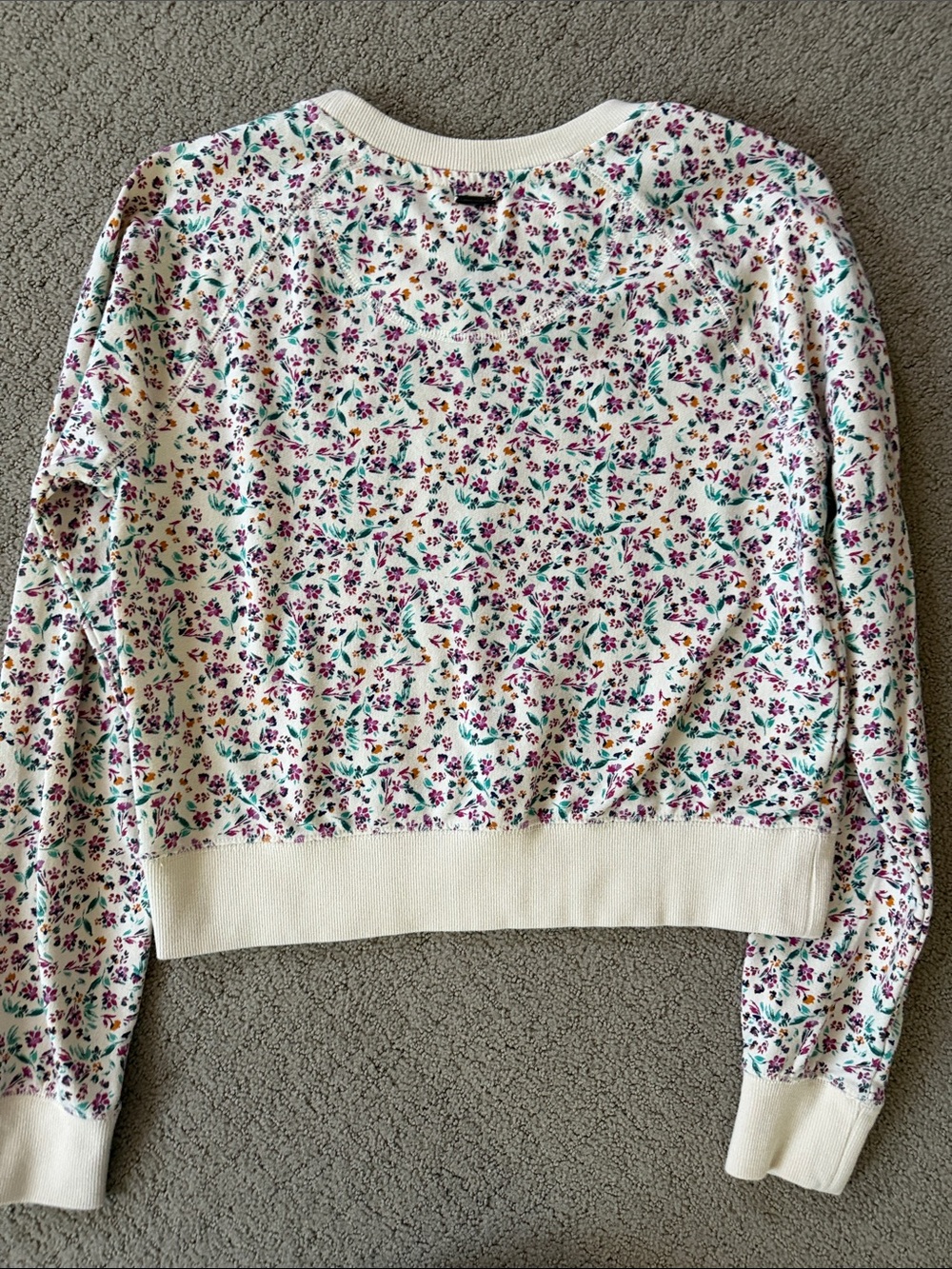Hurley Cream Floral Crewneck Sweatshirt with Purple & Teal Accents - Picture 4 of 4